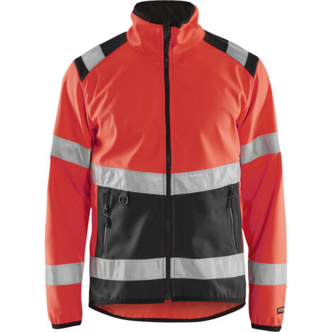 Chaqueta de trabajo softshell de alta visibilidad 4877 - Rojo fluorescente/Gris antracita 4XL
