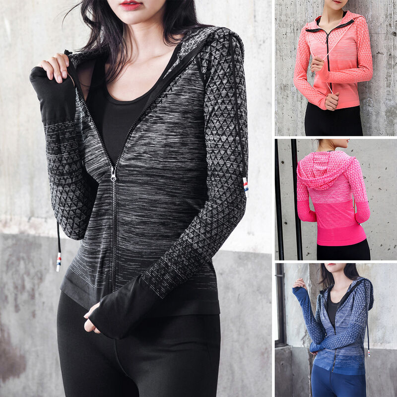 

Asupermall - Chaqueta deportiva con cremallera completa para mujer, raglan con capucha, manga larga, agujeros para el pulgar, ligera, delgada, para