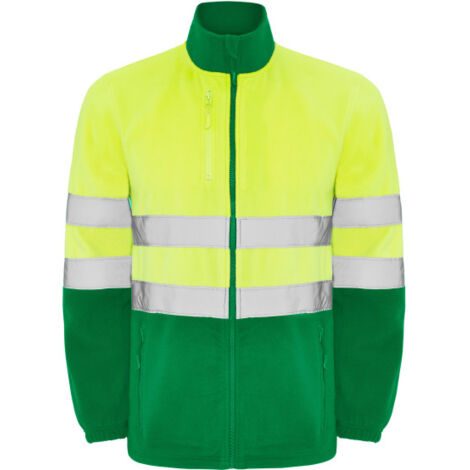Chaqueta estilo polar de alta visibilidad antipilling con protector de barbilla ALTAIR ROLY L Verde jardín / Amarillo flúor