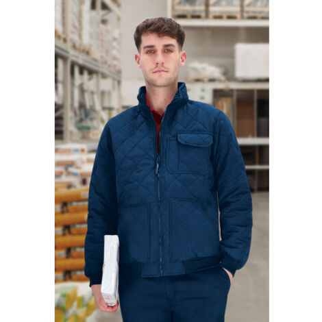 Chaqueta Husky multibolsillos azul, puños y cintura de canalé grueso, tipo sándwich cosido a rombos VALENTO ARES 3XL Azul marino orión