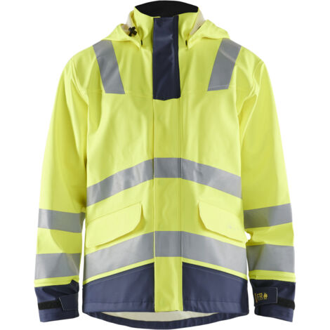 Chaqueta ignífuga resistente a la lluvia nivel 2 4313 - Amarillo fluorescente/Marino XL