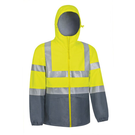 Chaqueta impermeable de Alta Visibilidad cintas reflectantes EPI II VALENTO TORNADO XL Amarillo flúor / Gris