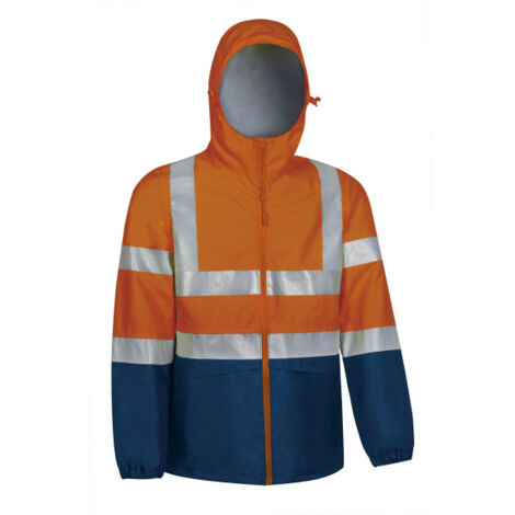 Chaqueta impermeable de Alta Visibilidad cintas reflectantes EPI II VALENTO TORNADO XL Naranja flúor / Azul marino