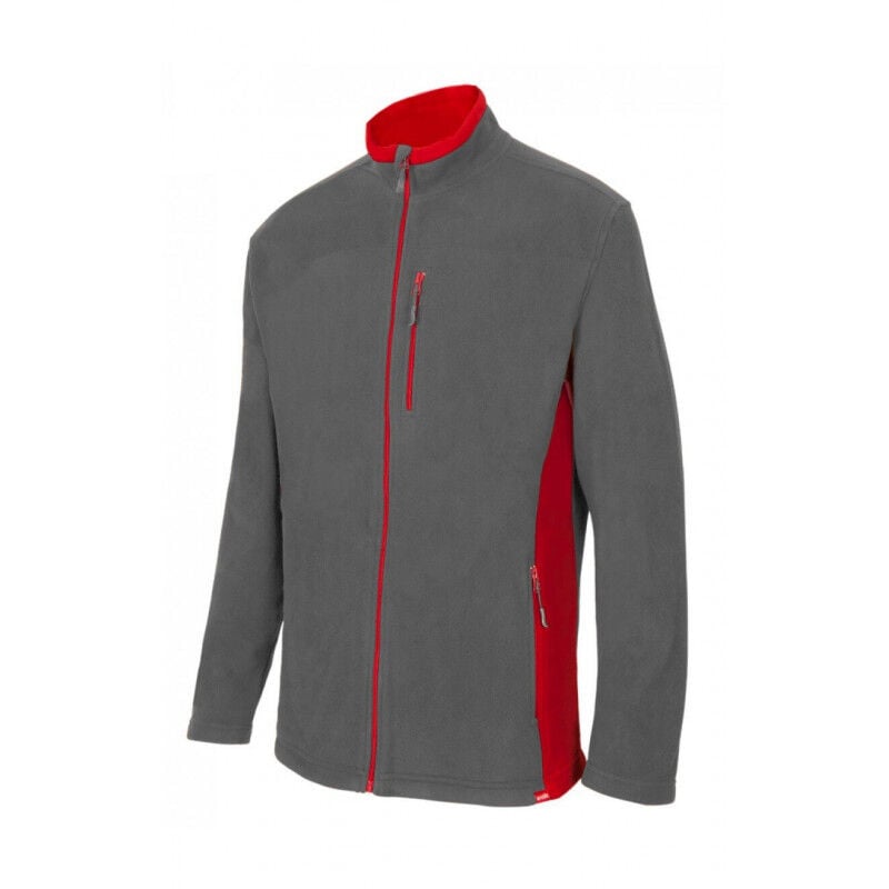 

Chaqueta polar bicolor con tejido de microfibra Serie 201504 | M - Gris / Rojo - Velilla