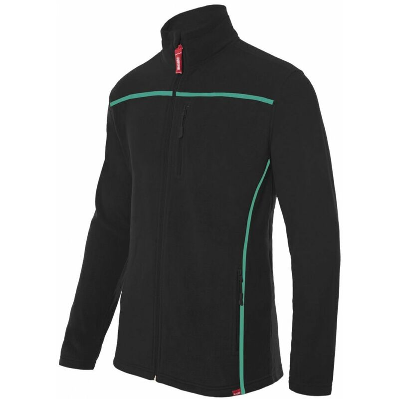 

Chaqueta polar negra bicolor en tejido de microfibra Serie P201502 | 3XL - Negro / Turquesa claro - Velilla