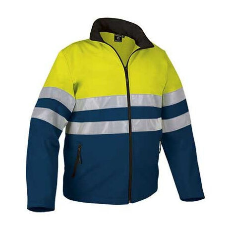 Chaqueta retroreflectante alta visibildad en tejido técnico VALENTO Storm XL Amarillo fluor / Azul marino