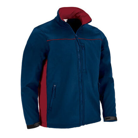 Chaqueta softshell bicolor 3 bolsillos con interior polar combinado, colores vivos VALENTO THUNDER S Azul marino orión/Rojo loto