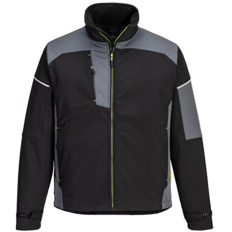 Chaqueta Softshell de tejido premium adorno reflectante (3 capas) PW378 L Negro/Gris