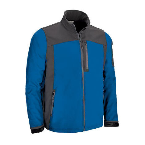 Chaqueta softshell multibolsillos con diseño bicolor VALENTO ATHABASCA XXL Azul royal / Gris carbón