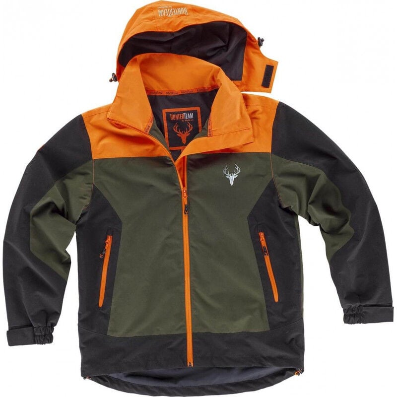 

Chaqueta forrada impermeable con capucha desmontable WORKTEAM S8225 Sport | XXL - Verde caza+Naranja+Negro