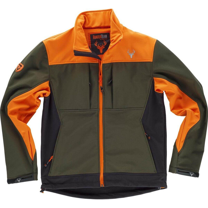 

Chaqueta Workshell combinada en tres colores de cuello alto WORKTEAM Sport S8625 | 3XL - Verde caza+Naranja+Negro
