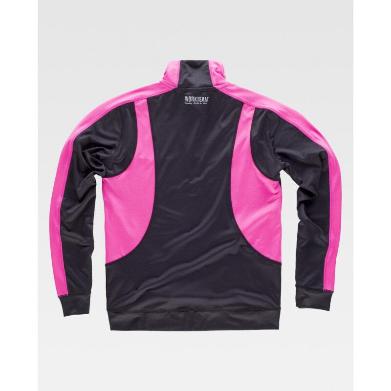 

Chaqueta sport combinada de cuello alto para mujer S7551 | S - Negro / Rosa fluor - Workteam