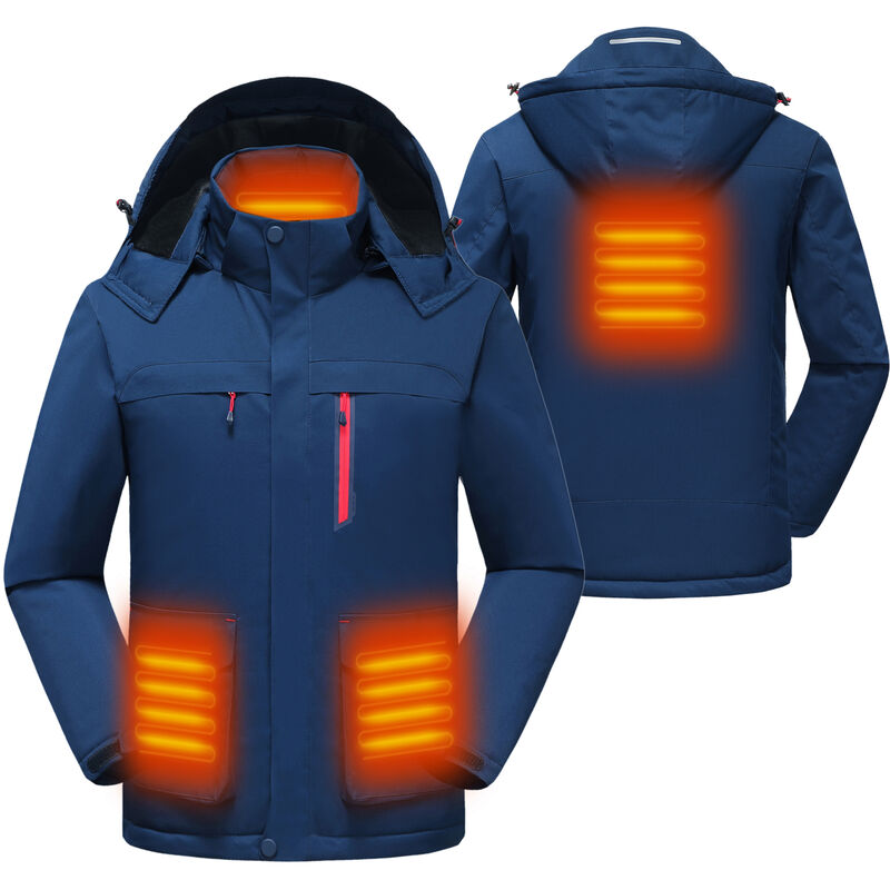 

Chaqueta termica para hombre con capucha desmontable Chaqueta termica calida de invierno Abrigo Ropa, Azul, L