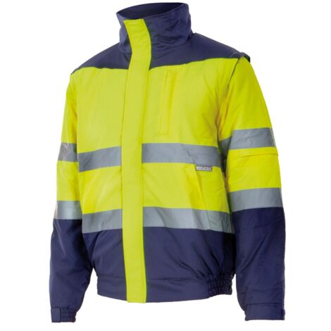CHAQUETA TRABAJO 4XL AL.VIS. POLIE ACOLCH AMARILLO FLUOR/MAR