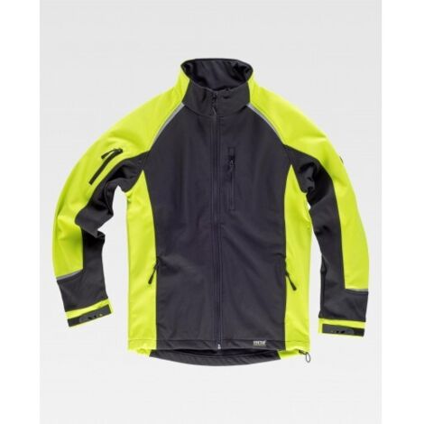 Chaqueta Workshell ligera de manga ranglán y rejilla interior WORKTEAM S9498 Sport L Negro+Amarillo A.V.