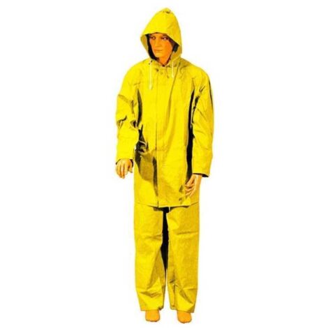 Chaqueta y pantalón impermeables 100% PVC Amarillo Talla L