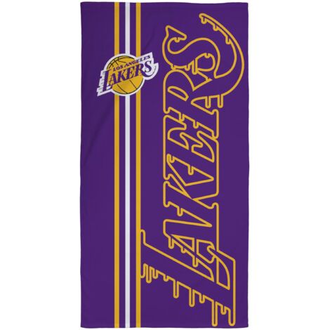 Character World Asciugamano ufficiale NBA, super morbido al tatto, squadra di basket dei Los Angeles Lakers, design viola e giallo, perfetto per casa, bagno, spiaggia e piscina, taglia unica, 75 cm x