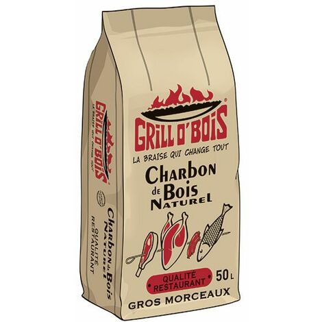 Charbon de bois 50L pour barbecue – Combustion longue durée – Allumage rapide – Qualité restaurant – La Forestiere Du Nord