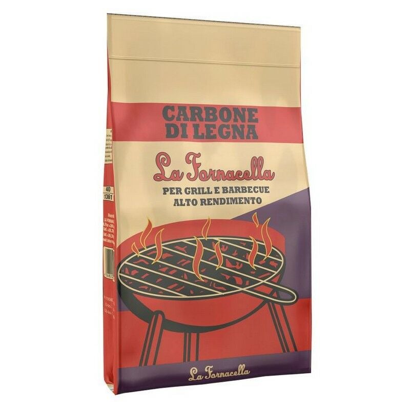 La Fornacella Srl - Charbon de bois pour grill kg 2,5 en sac de charbon de bois pour barbecue pique-nique de qualitA professionnel