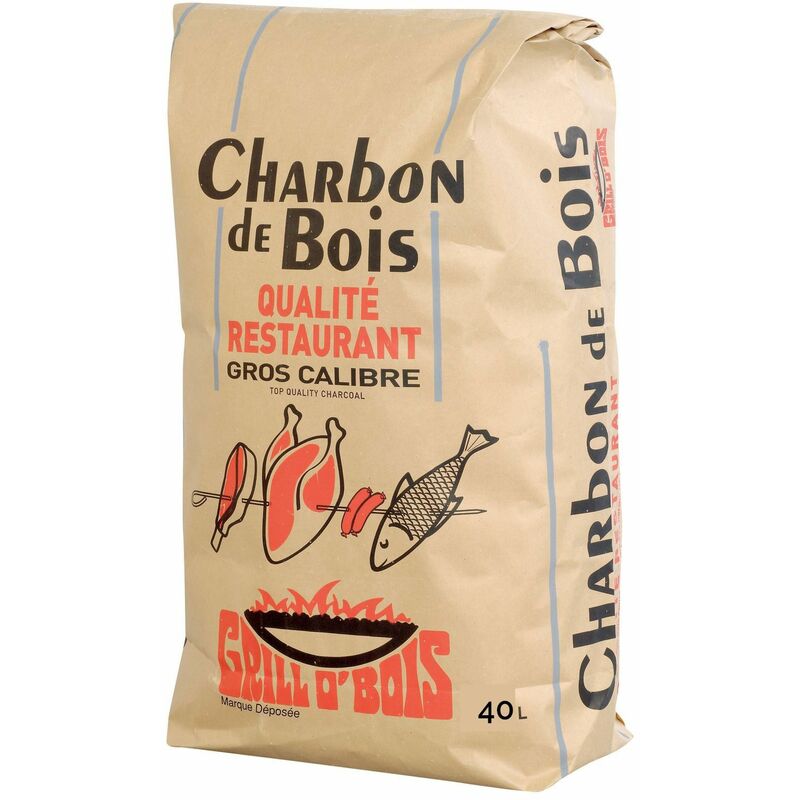 Grill O'bois - Charbon de bois 40L Qualité Restaurant Noir