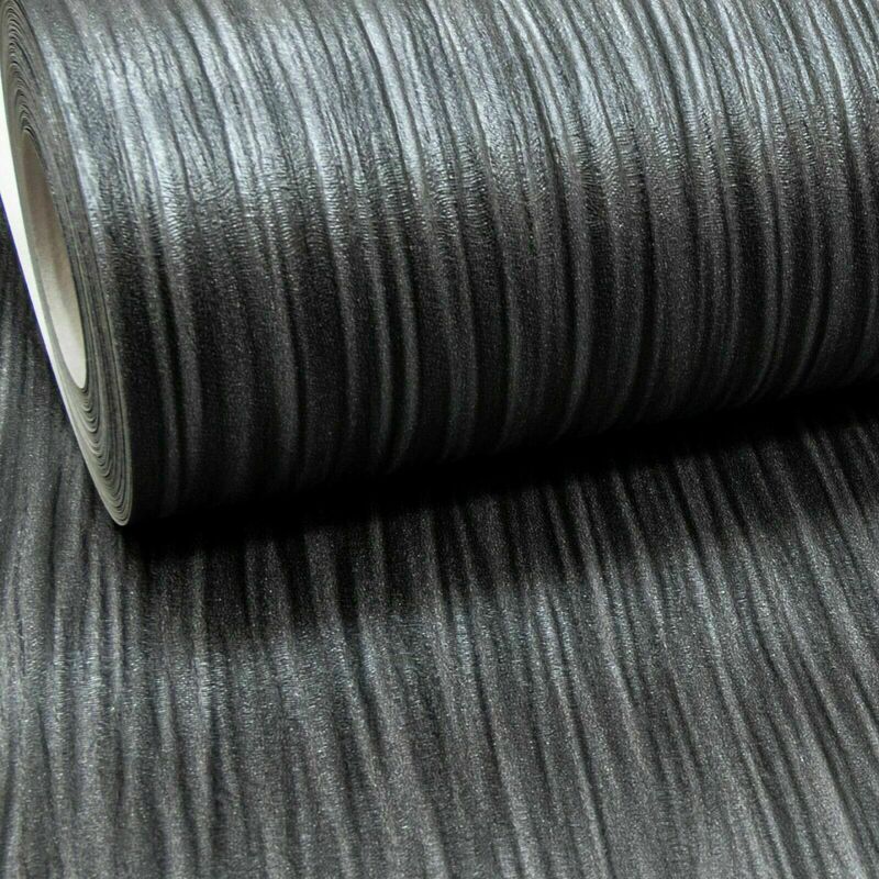 Charcoal Black Dark Grey Mix Plain Thick Textured Wallpaper