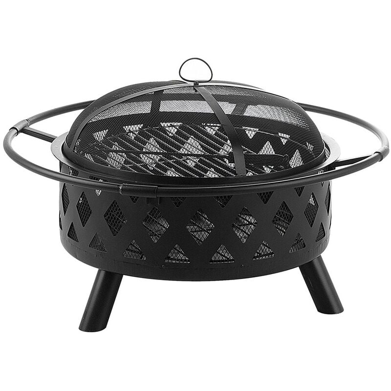 Modern Outdoor Charcoal Fire Pit Black Steel Metal Bowl Shape Round Mayon