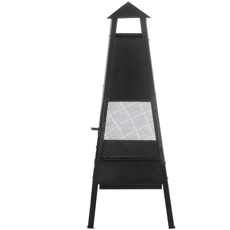 Modern Outdoor Garden Charcoal Fire Pit Black Steel Cone Wood Coal Yasur