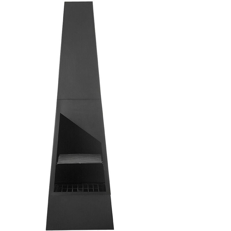 Modern Outdoor Garden Steel Fire Pit Black Metal Chimney Wood Coal Heater Yate