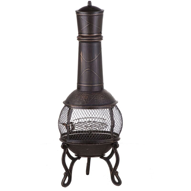 Modern Outdoor Charcoal Fire Pit Metal Steel Azteca Chimney Metallic Tacora