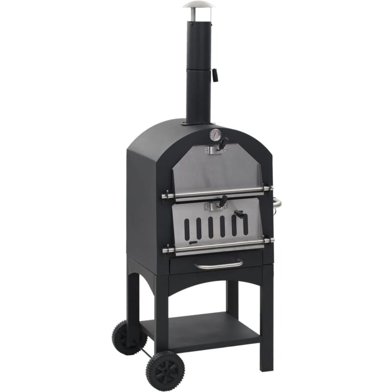 Charcoal Fired Outdoor Pizza Oven with Fireclay Stone Vidaxl