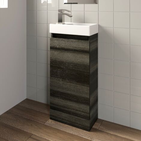 Charcoal Floor Standing 400mm Slim Vanity Unit Basin Sink Cloakroom Bathroom