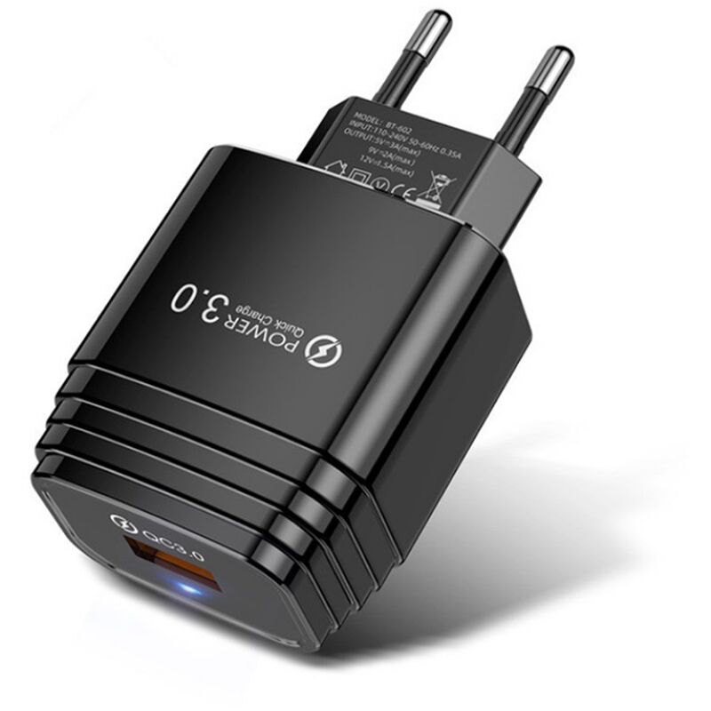 Asupermall - Charge rapide 3.0 USB Wall Charger chargeur de telephone portable Adaptateur rapide de charge EU Plug, Noir