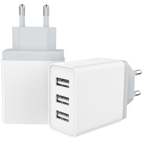 chargement De Deux Pices , Chargeur Secteur Usb 3 Ports Universel Chargeur Mural (5v 3a Max) Adaptateur Usb Universel Pour Apple Ios, Android, App