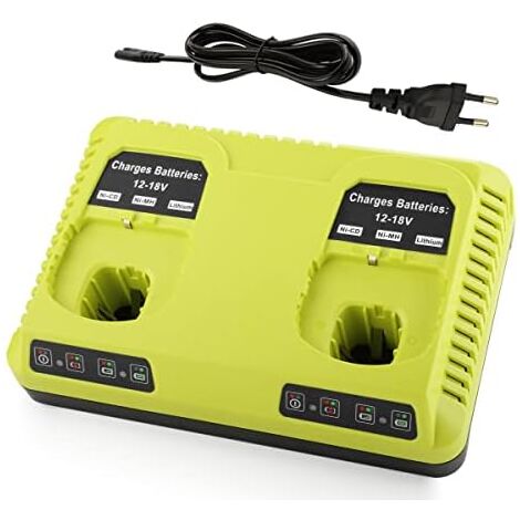 Charger for Ryobi 3A 12V-18V Dual Port Replacement Charger for Ryobi One+ P108 P107 P104 P105 P102 P103 Lithium-Ionen & Ni-Mh/Ni-CD Ryobi Battery