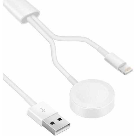 Chargeur 2 en 1 pour iPhone et Apple Watch, câble Lightning et câble de charge magnétique pour Apple Watch / Pad Air / Mini