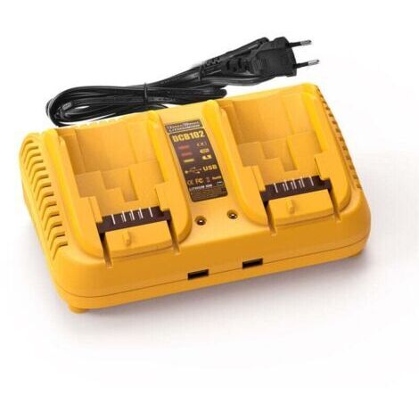 Chargeur 2 ports pour batteries Dewalt 20V Max - Compatible batteries 12V/20V Li-ion - Jaune - Charge rapide