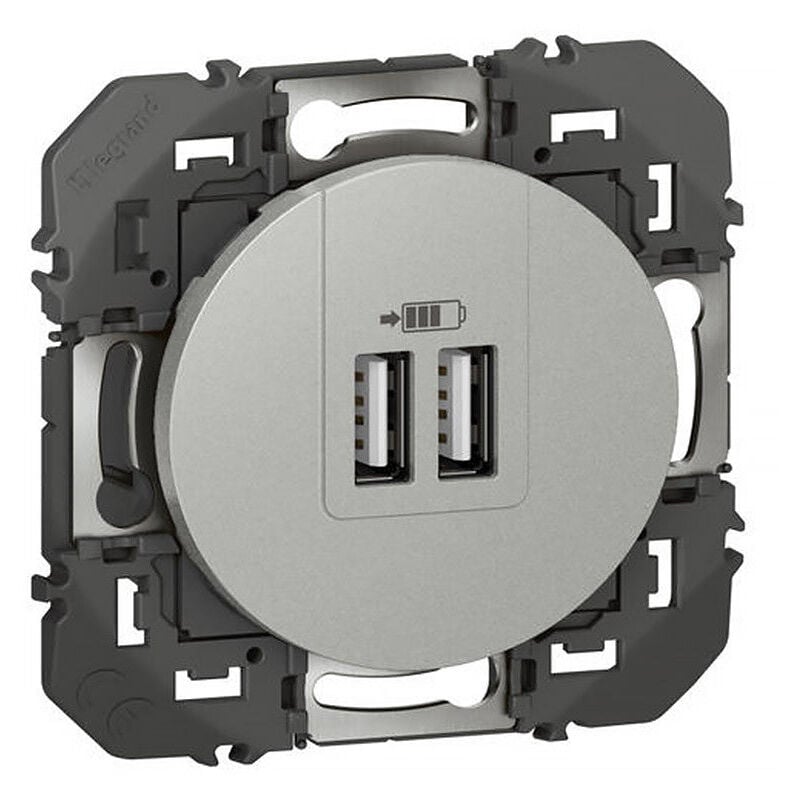 Double prise USB LEGRAND Dooxie alu
