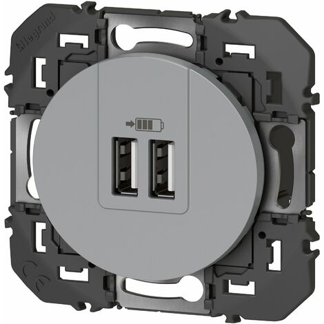 Chargeur 2 USB - A+A - 2.4A - 12W - Dooxie - Aluminium composable - Legrand