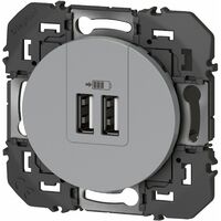 Chargeur 2 USB - A+A - 2.4A - 12W - Dooxie - Aluminium composable - Legrand