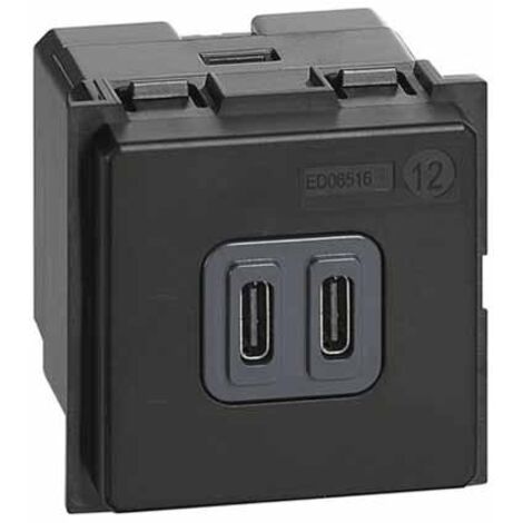 Chargeur 2 USB Type-C 3A 15W Living Now - 2 modules (BTK4286C2)