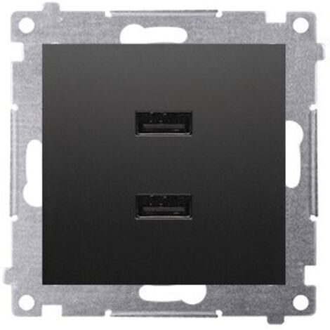 Chargeur 2 x USB (module), 2,1 A, 5 V CC, 230 V, noir mat Simon54