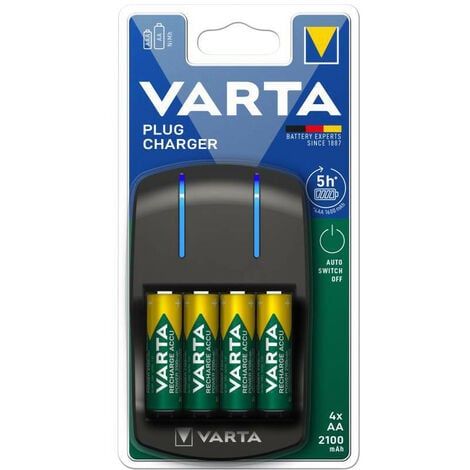 ENERGIZER-B Chargeur de piles Plug Charger + 4 Piles LR6/AA 2100 mAh VARTA