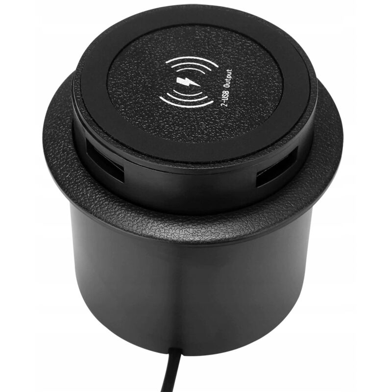 CHARGEUR À INDUCTION DE BUREAU RÉTRACTABLE + HUB 2xUSB
