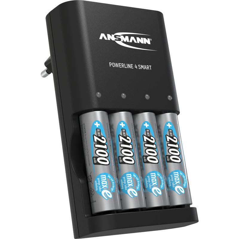 Chargeur pour piles Powerline 4 Smart (1 pce) + 4 piles HR6 2100mAh - Ansmann