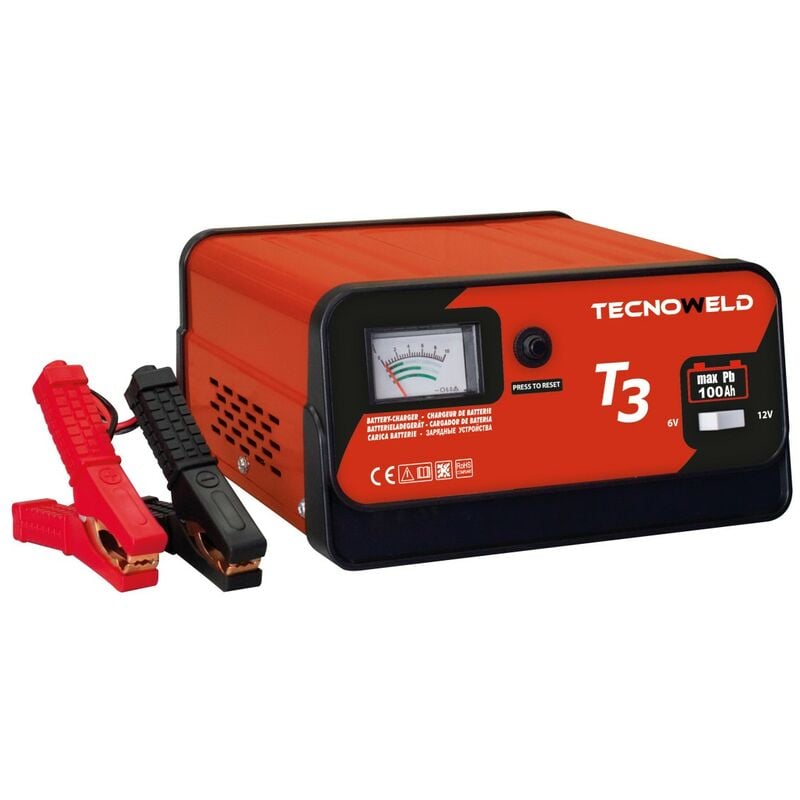 Chargeur de Batterie 12V Batterie jusqu'à 100 Ah-Protection thermique et inversion de polarité tec 3 Tecnoweld