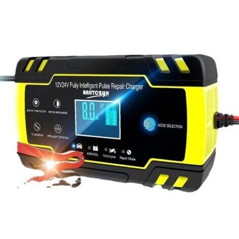 Chargeur, booster et câbles de démarrage,Chargeur de batterie de voiture 12V/24V Anhtczyx pour batterie moto AGM - Booster et câbles de démarrage-RAPANDA