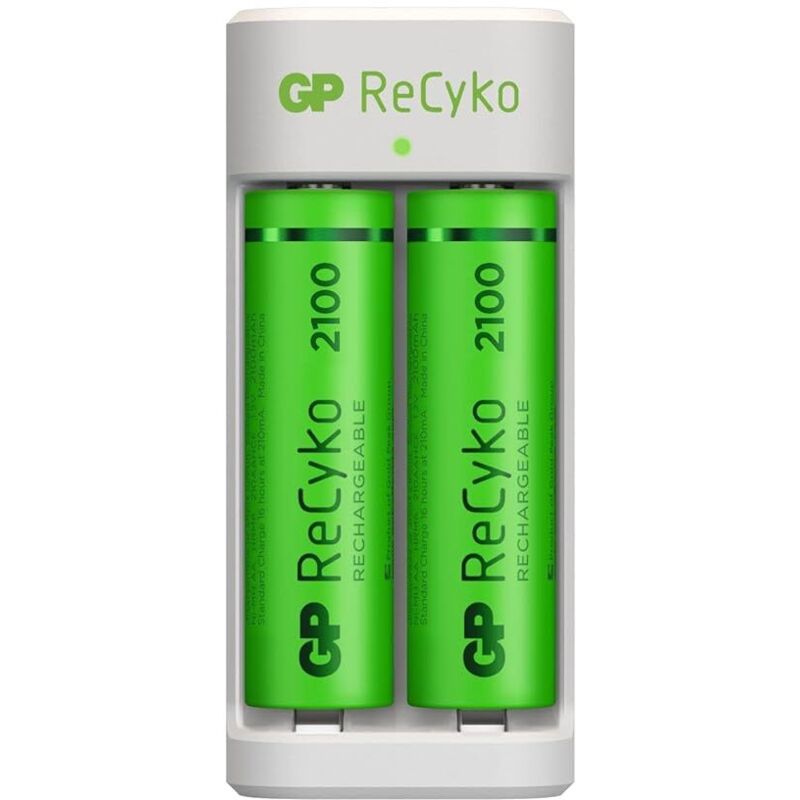 GP BATTERIES Pack x2 Piles AA (LR6) + Chargeur USB - GP ReCyko 2000