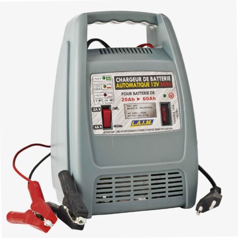 Chargeur de batterie 12V 60Ah – Charge rapide 2A/4A – Fonction testeur de batterie – Protection contre inversions de polarité – Laim