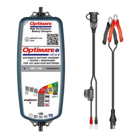 Chargeur de batterie 12V 6A – Récupération basse tension 0.5V – Démarrage désulfatation 2 étapes – Compatible Acide, AGM, GEL jusqu'à 144Ah – Optimate - TM-360
