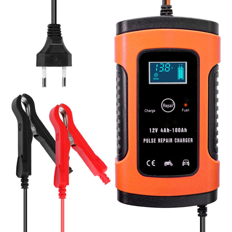 Decdeal - Chargeur de batterie 12V5A pour moto et voiture Chargeur de batterie plomb-acide de réparation intelligent et universel Norme européenne